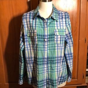 EUC ALIA PETITE BLOUSE SIZE 14P LS/ROLL UP!!!
